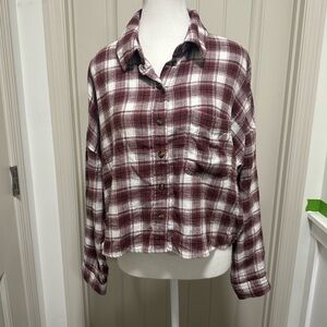 American Eagle Outfitters Maroon Plaid Shirt